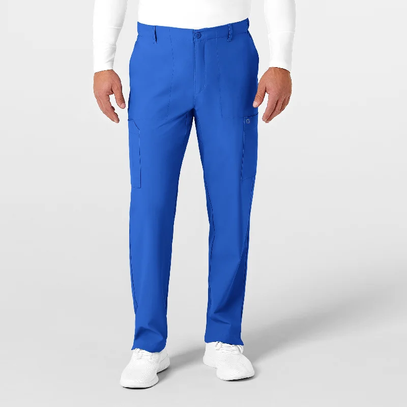 Sports Fitness Style W123 Men's Flat Front Cargo Scrub Pant - Royal