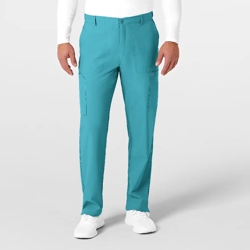 Sports fitness shoes W123 Men's Flat Front Cargo Scrub Pant - Teal Blue