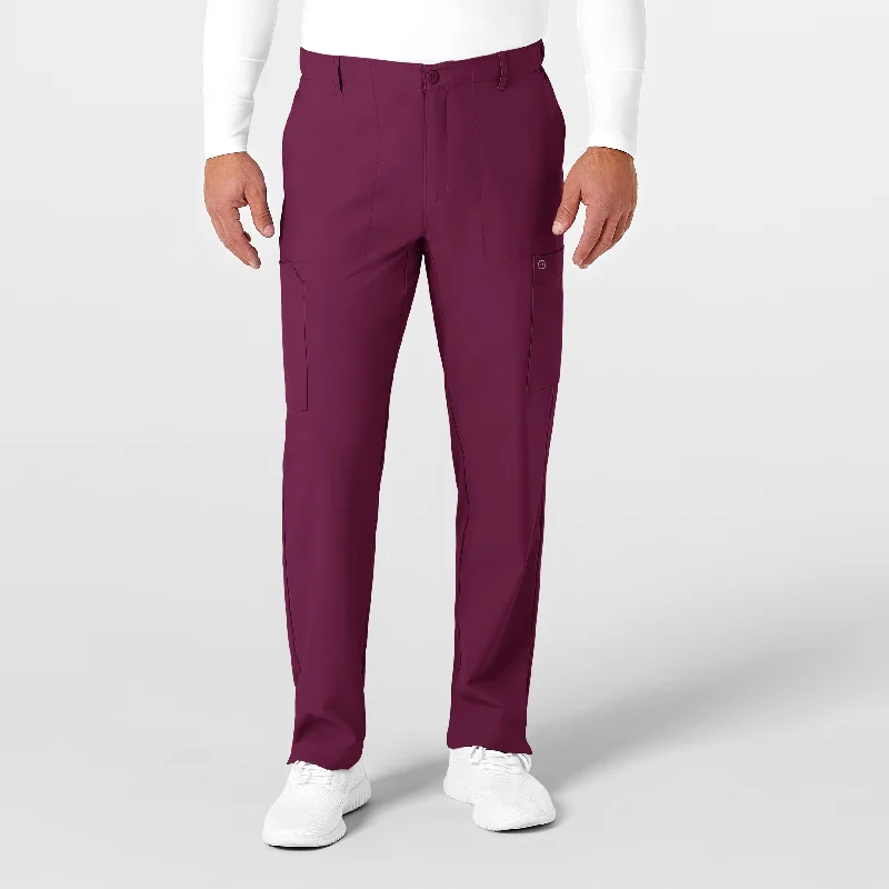 Amazing design W123 Men's Flat Front Cargo Scrub Pant - Wine