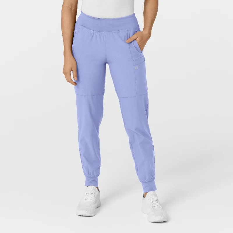 Luxury Classic W123 Women's Comfort Waist Cargo Jogger Scrub Pant - Ceil Blue