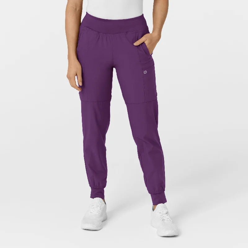 Summer Selection W123 Women's Comfort Waist Cargo Jogger Scrub Pant - Eggplant