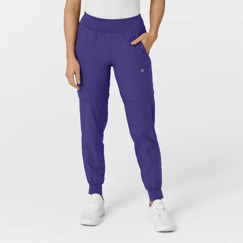 Exquisite Tailoring W123 Women's Comfort Waist Cargo Jogger Scrub Pant - Grape
