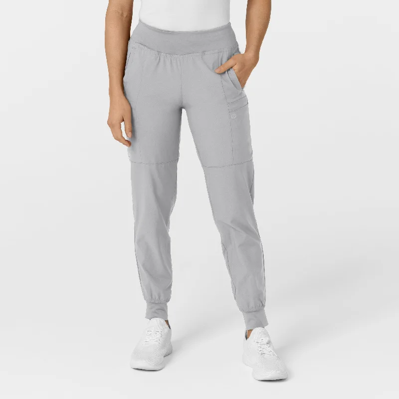 British Style W123 Women's Comfort Waist Cargo Jogger Scrub Pant - Grey