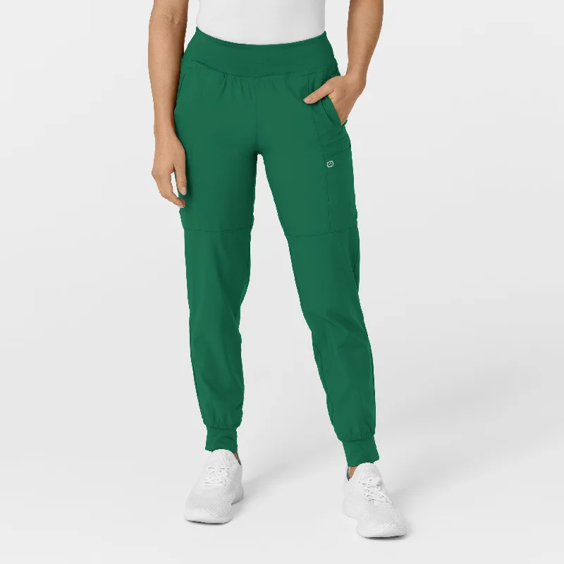 Classic Style W123 Women's Comfort Waist Cargo Jogger Scrub Pant - Hunter