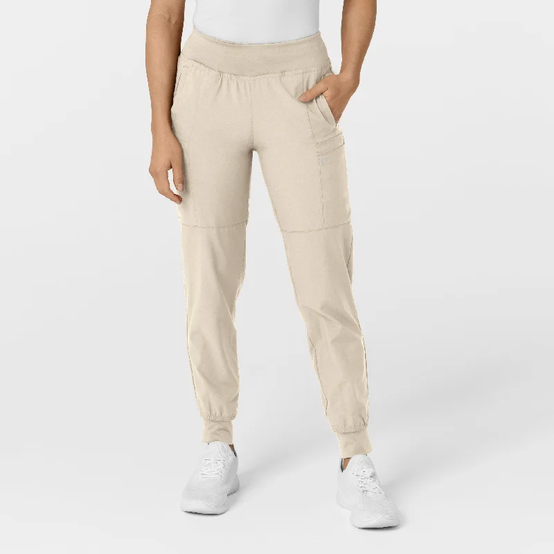 Exclusive Customization W123 Women's Comfort Waist Cargo Jogger Scrub Pant - Khaki