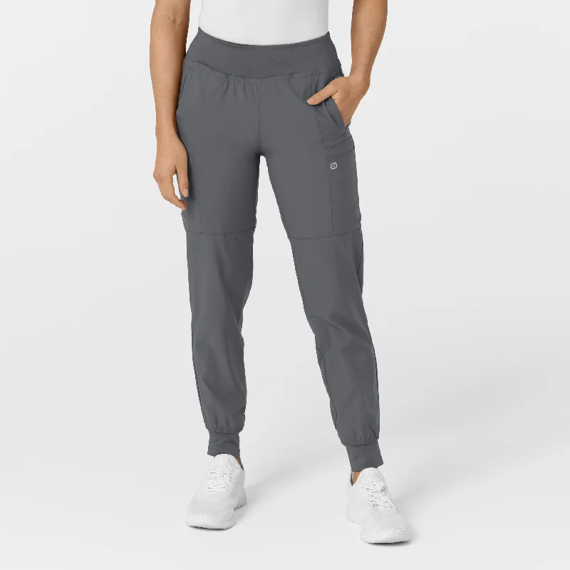 Cozy Fit W123 Women's Comfort Waist Cargo Jogger Scrub Pant - Pewter
