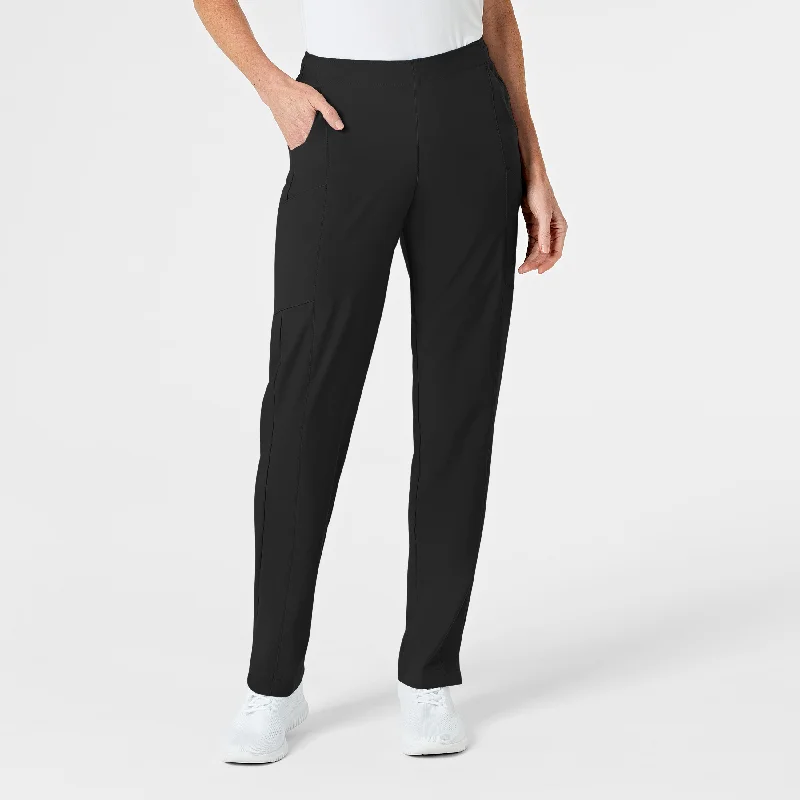Simple Elegance W123 Women's Flat Front Cargo Scrub Pant - Black