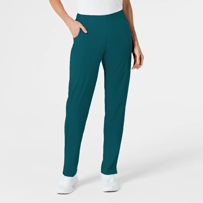 Cozy Chic W123 Women's Flat Front Cargo Scrub Pant - Caribbean