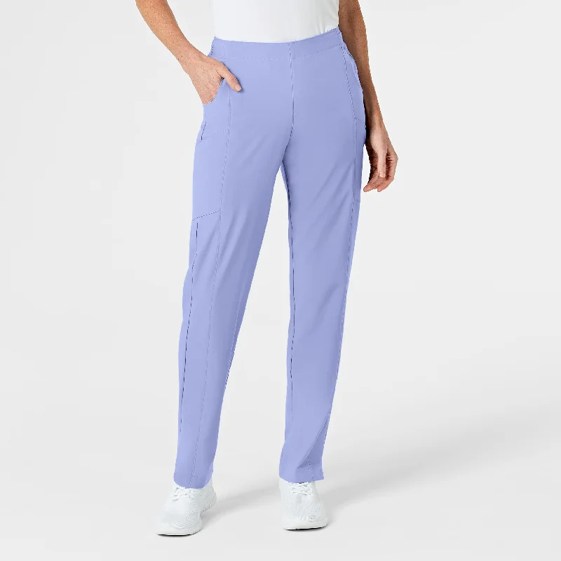 Sporty Elegance W123 Women's Flat Front Cargo Scrub Pant - Ceil Blue