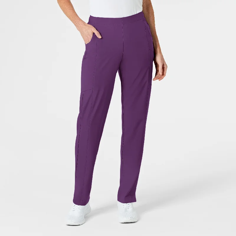 Cozy Dress W123 Women's Flat Front Cargo Scrub Pant - Eggplant