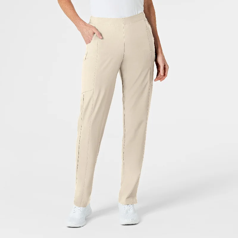 Comfort Fit W123 Women's Flat Front Cargo Scrub Pant - Khaki