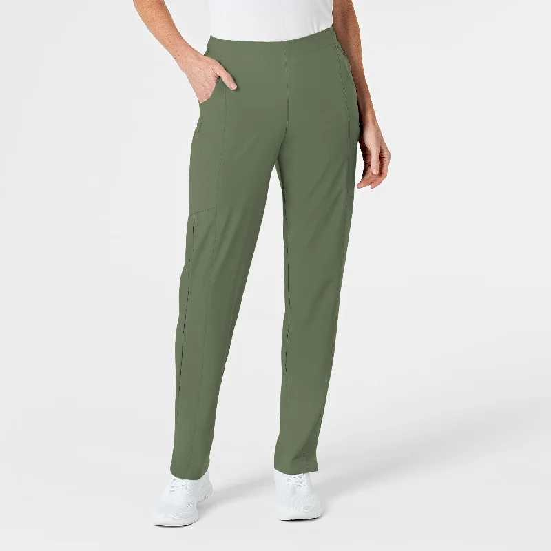 Soft Style W123 Women's Flat Front Cargo Scrub Pant - Olive