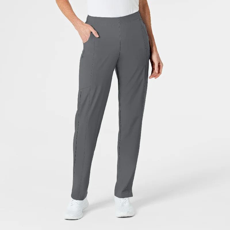Comfortable Looks W123 Women's Flat Front Cargo Scrub Pant - Pewter
