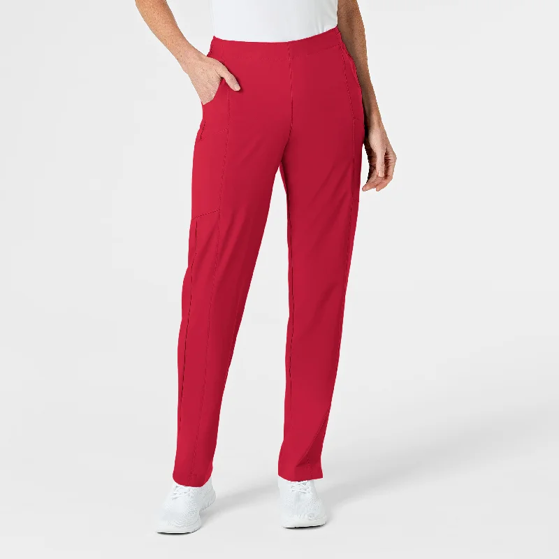 Layered Comfort W123 Women's Flat Front Cargo Scrub Pant - Red