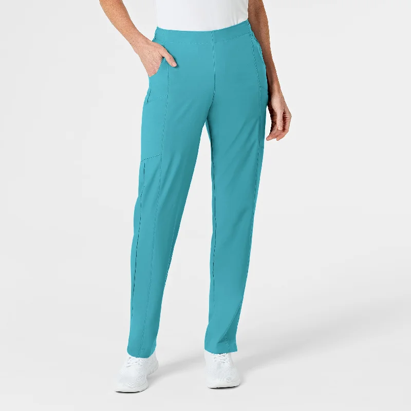 Soft Clothing W123 Women's Flat Front Cargo Scrub Pant - Teal Blue