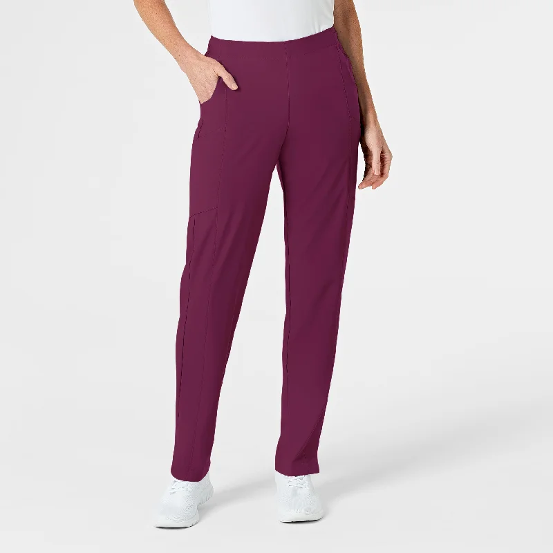 Easygoing Style W123 Women's Flat Front Cargo Scrub Pant - Wine