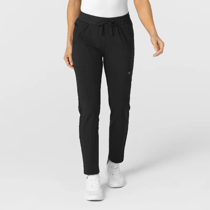 Youthful Style W123 Women's Flex-n-Reach Track Scrub Pant - Black