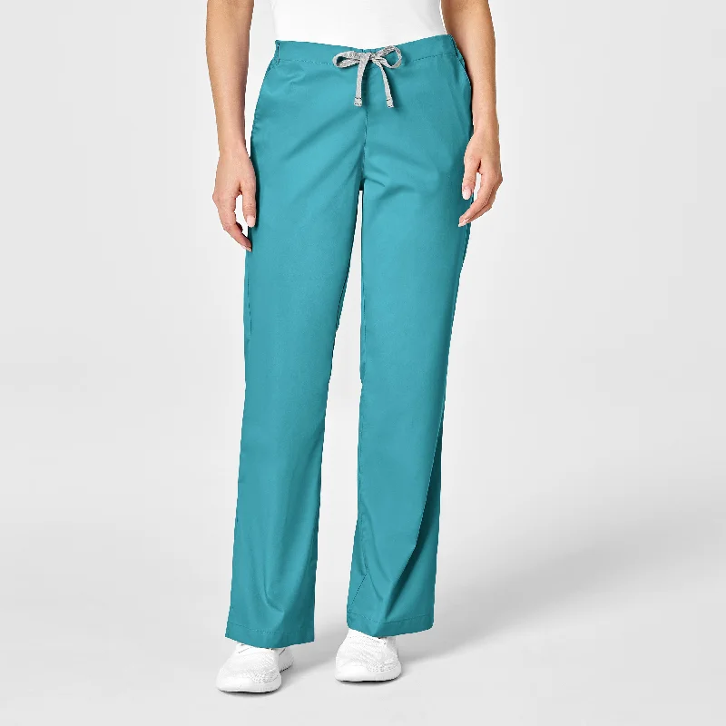 Unique prints WonderWORK Women's Flare Leg Scrub Pant - Teal Blue