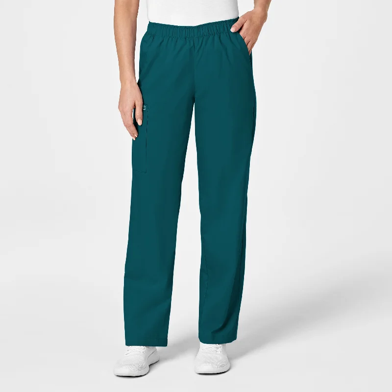 Mid-length Style WonderWORK Women's Pull-On Cargo Scrub Pant - Caribbean