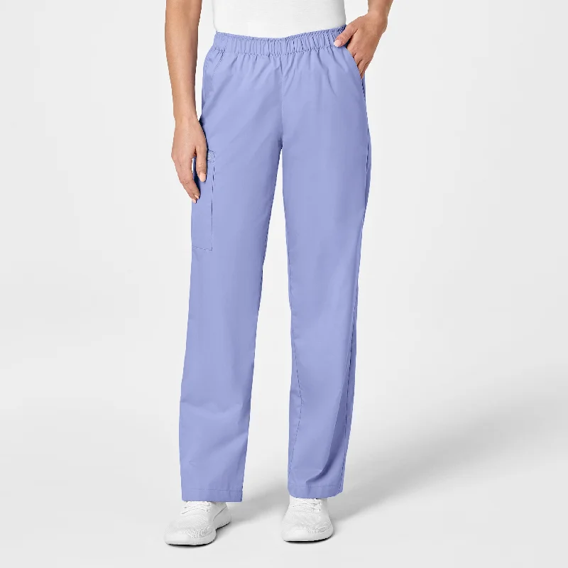 Elegant Style WonderWORK Women's Pull-On Cargo Scrub Pant - Ceil Blue