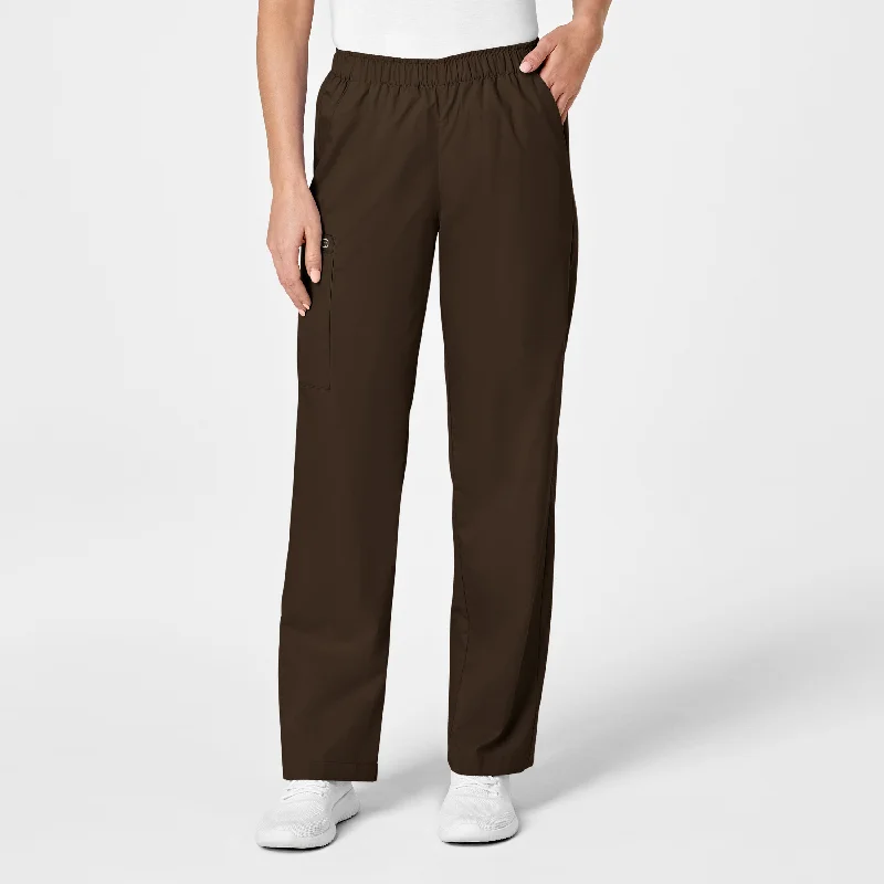 Noble Temperament WonderWORK Women's Pull-On Cargo Scrub Pant - Chocolate