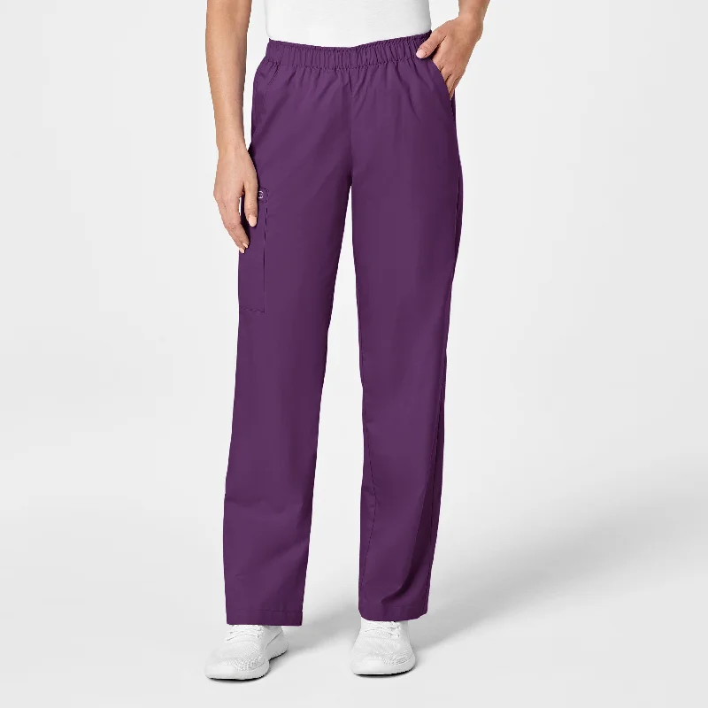 Ultra-lightweight WonderWORK Women's Pull-On Cargo Scrub Pant - Eggplant