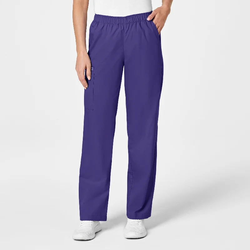 Celebrity Style WonderWORK Women's Pull-On Cargo Scrub Pant - Grape