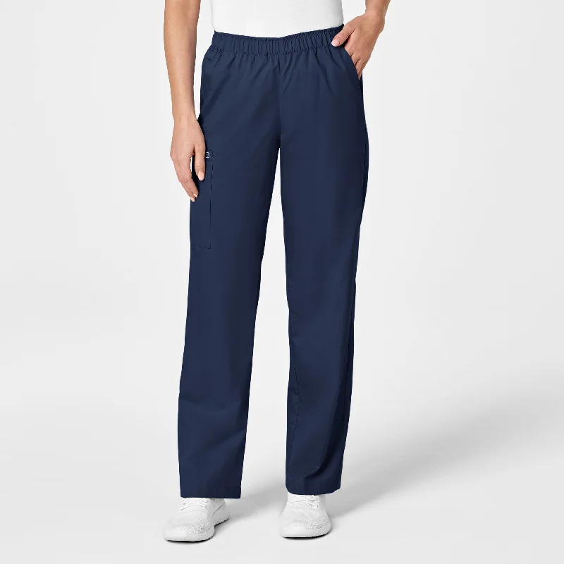 Single-shoulder Neck Design WonderWORK Women's Pull-On Cargo Scrub Pant - Navy