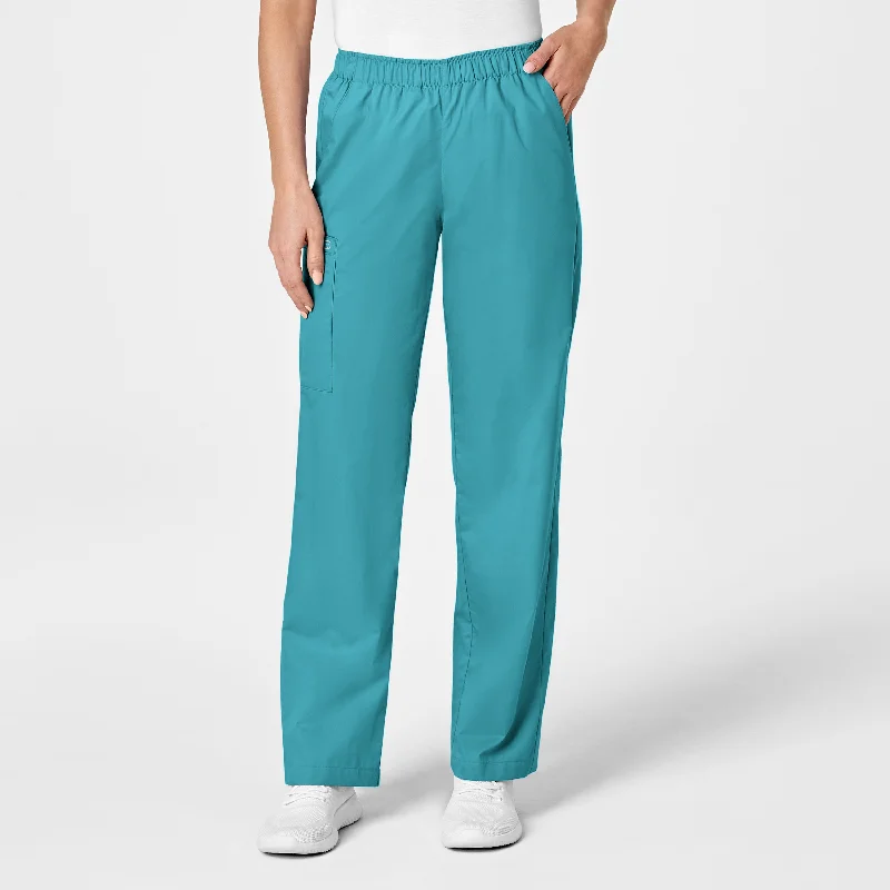 Street Fashion WonderWORK Women's Pull-On Cargo Scrub Pant - Teal Blue