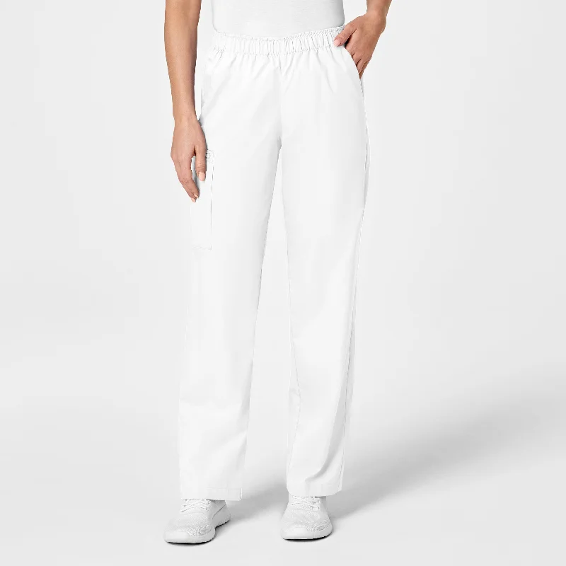 Sports Cool WonderWORK Women's Pull-On Cargo Scrub Pant - White