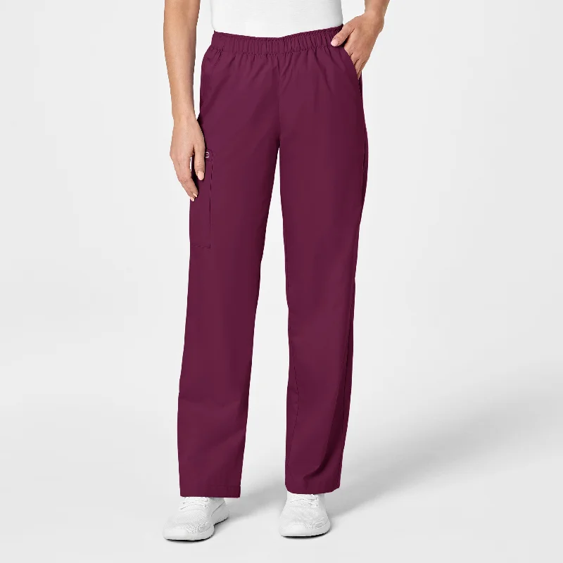 Design Perception WonderWORK Women's Pull-On Cargo Scrub Pant - Wine