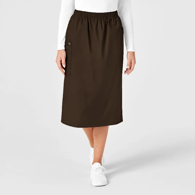 Floral Prints WonderWORK Women's Pull On Cargo Scrub Skirt - Chocolate