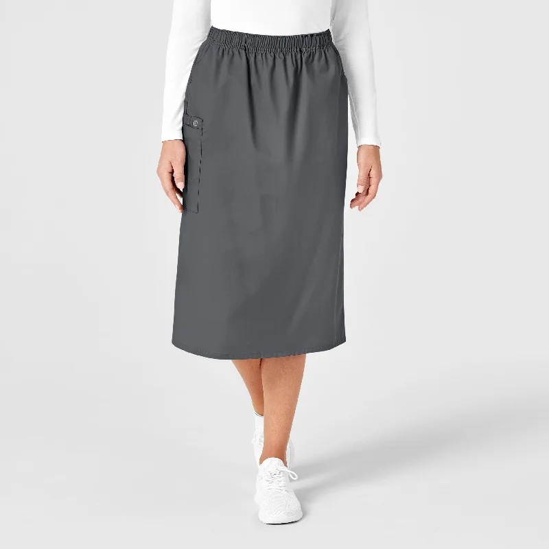 Fresh And Natural WonderWORK Women's Pull On Cargo Scrub Skirt - Pewter