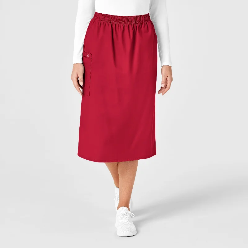 Designer Style WonderWORK Women's Pull On Cargo Scrub Skirt - Red
